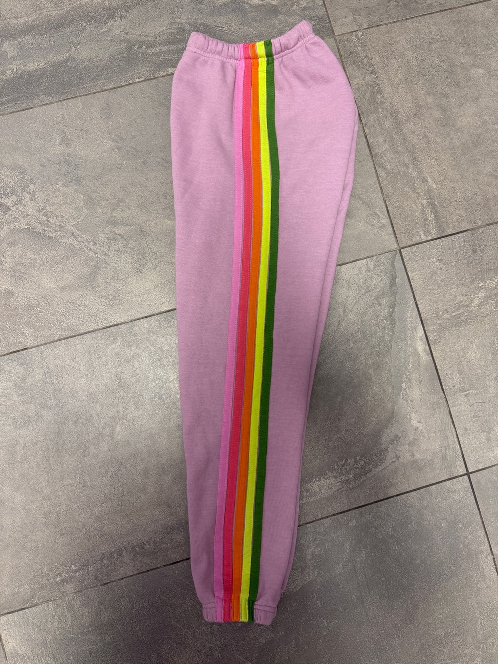 Aviator Nation Mauve Pink Green 5 Stripe Sweatpants Joggers XS